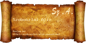 Szoboszlai Aliz névjegykártya